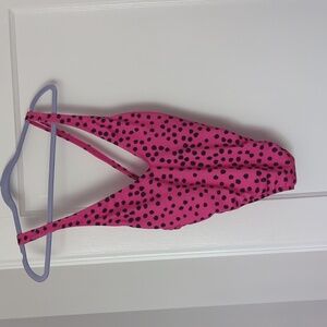 Asos thong one piece swimsuit, pink animalprint